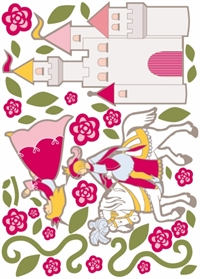 Prinsesse, prins & slot- stickers til dekoration
